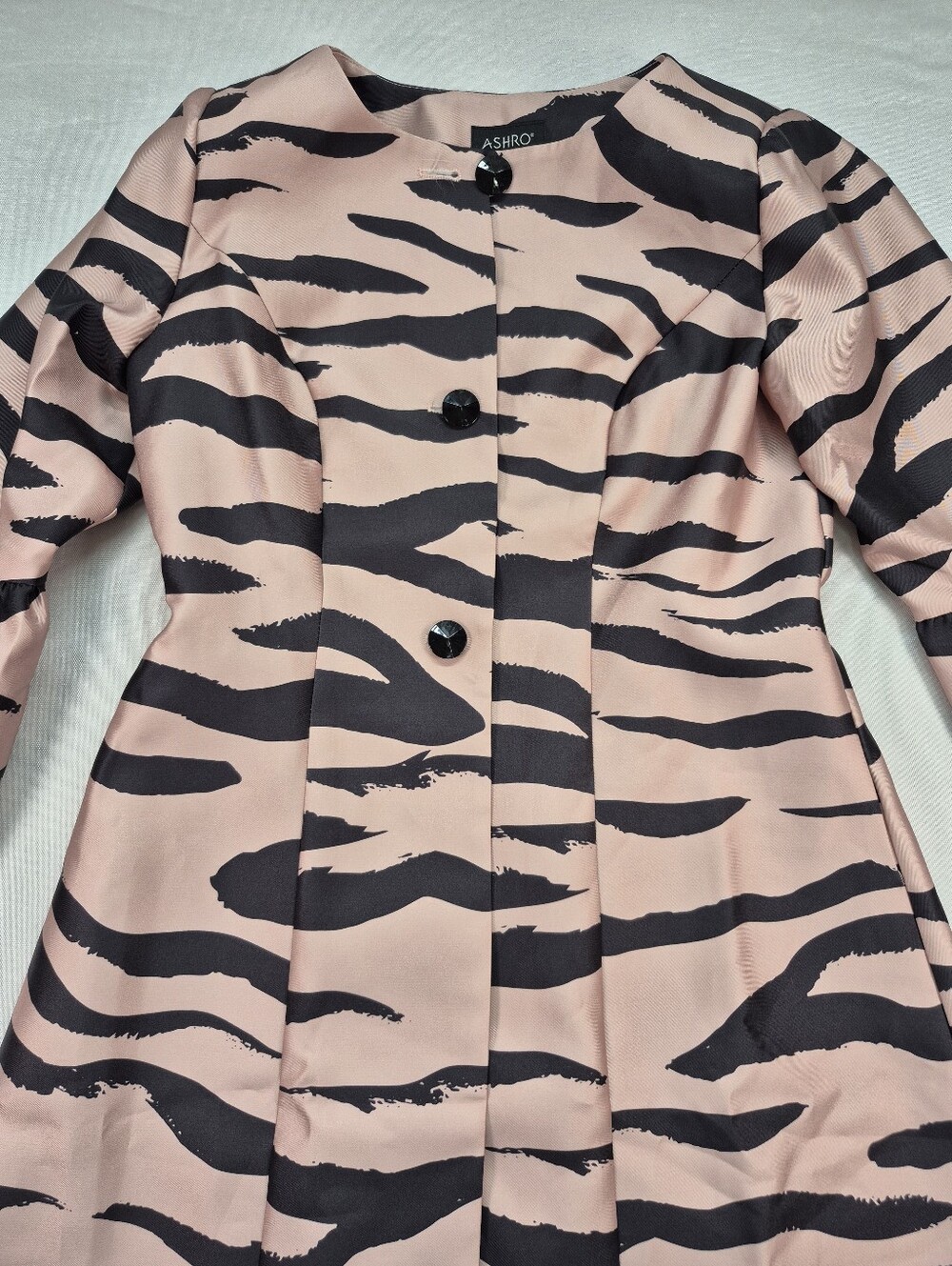 Ashro Women's Med Tiger Stripe Bell Sleeve Jacket Dress Lightly Lined  NWT $150 - Picture 5 of 16